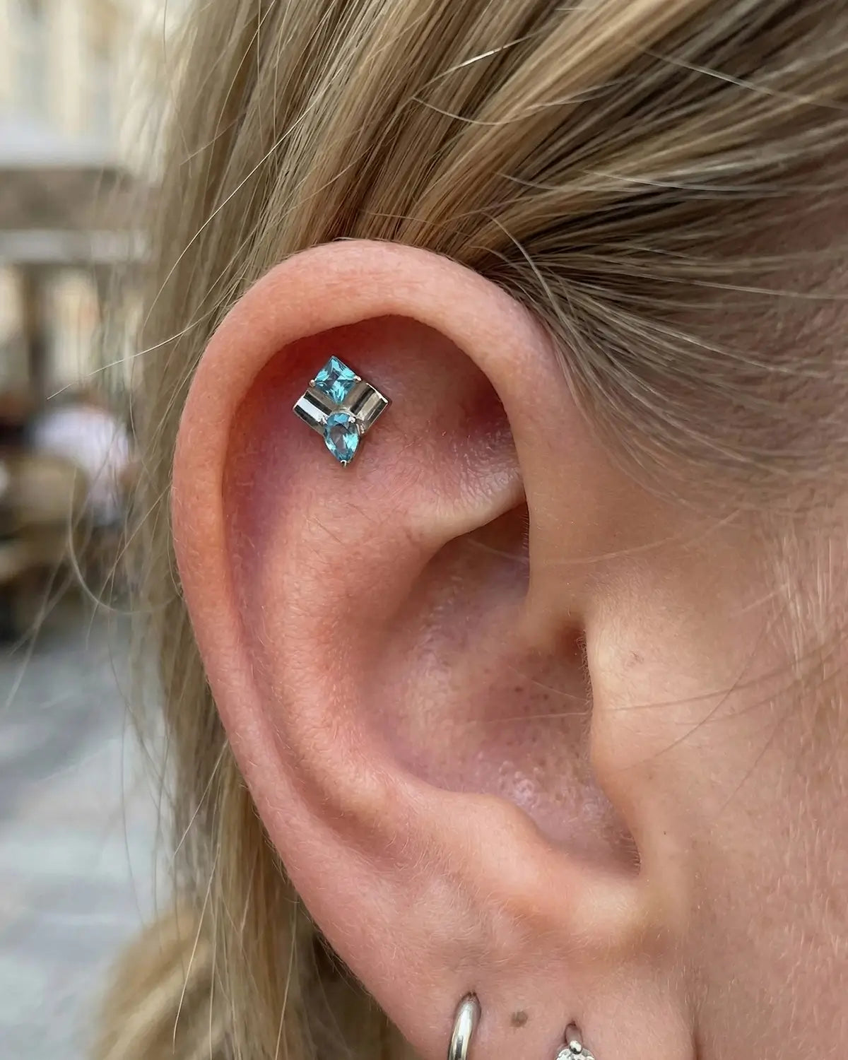 Geometric Square Teardrop Flatback Stud