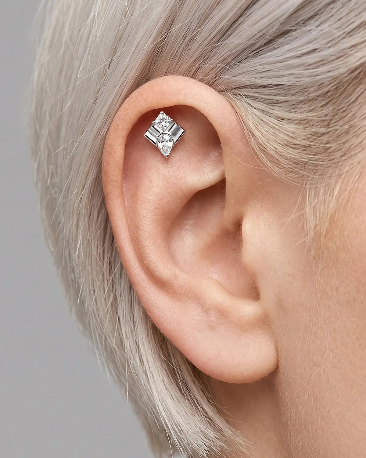 Geometric Square Teardrop Flatback Stud