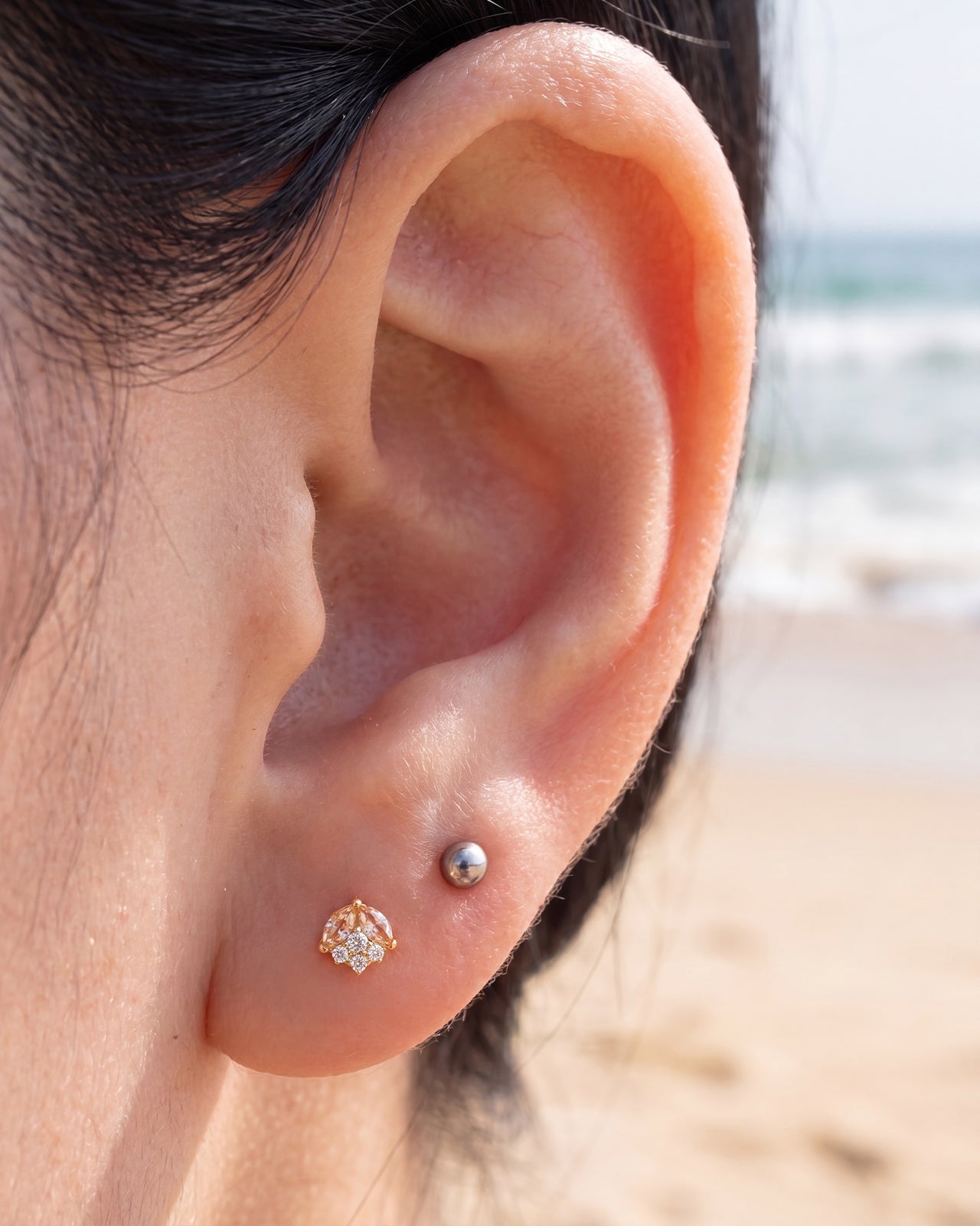 Serenelle Lotus Marquise Flatback Stud