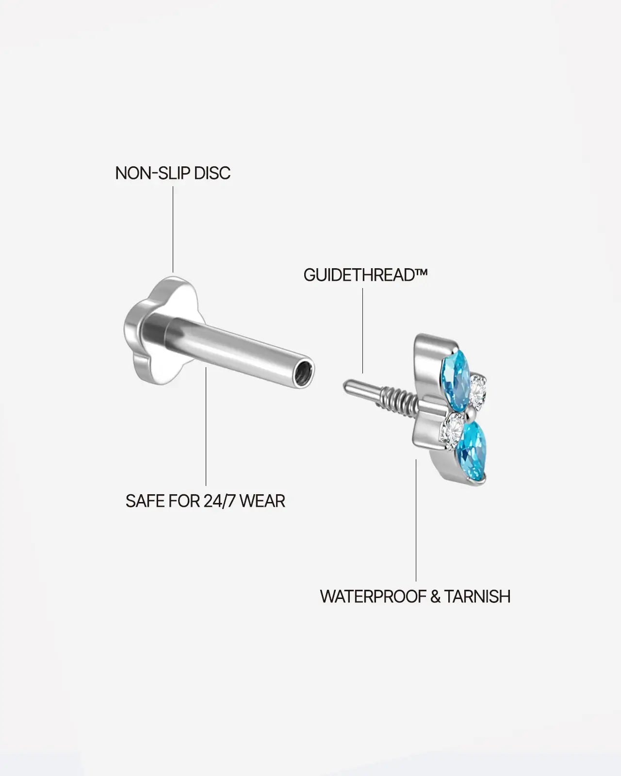 Marquise Duo Cluster Flatback Stud