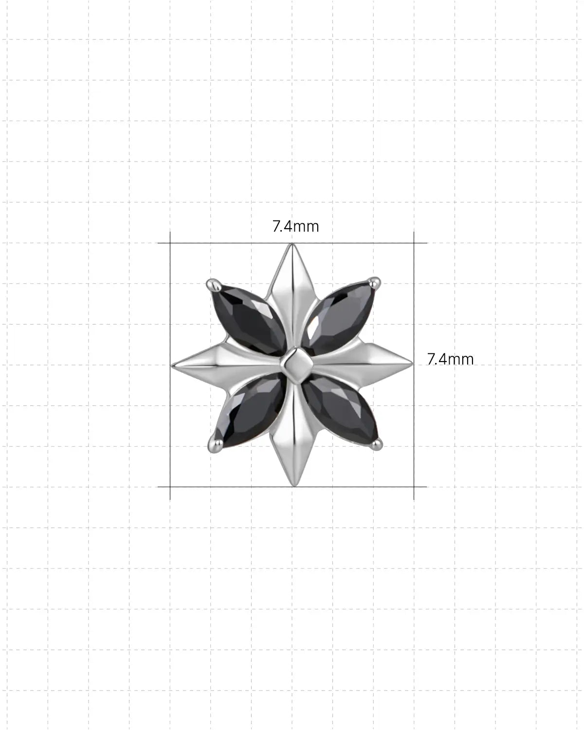 Pendiente plano con forma de estrella marquesa con púas