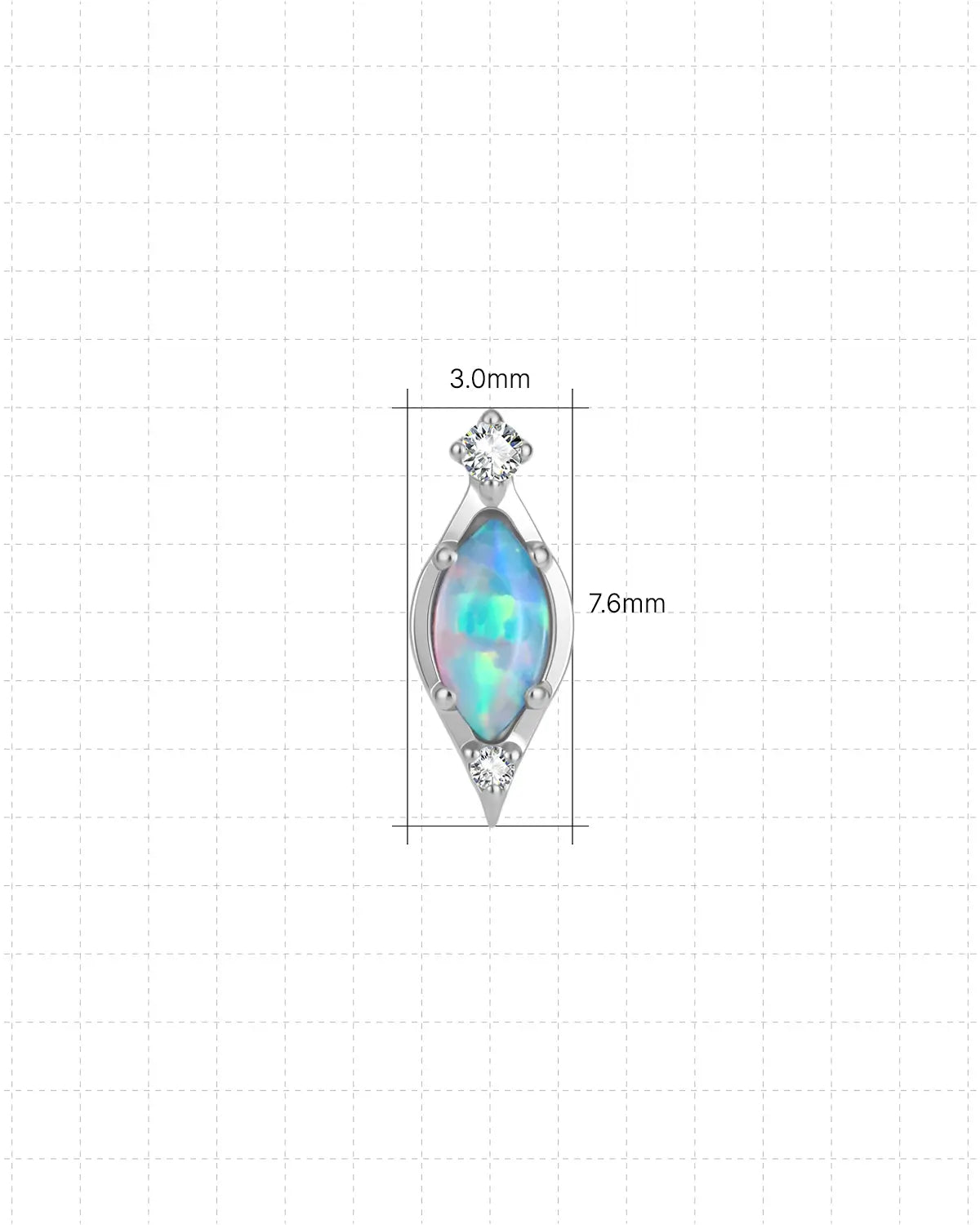 Marquise Opal Duo Diamond Flatback Stud