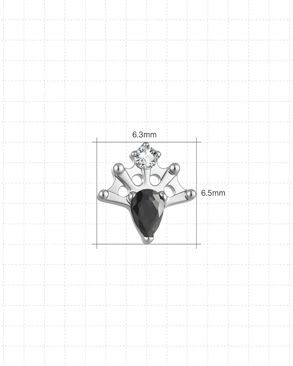 Regal Pear Crown Flatback Stud