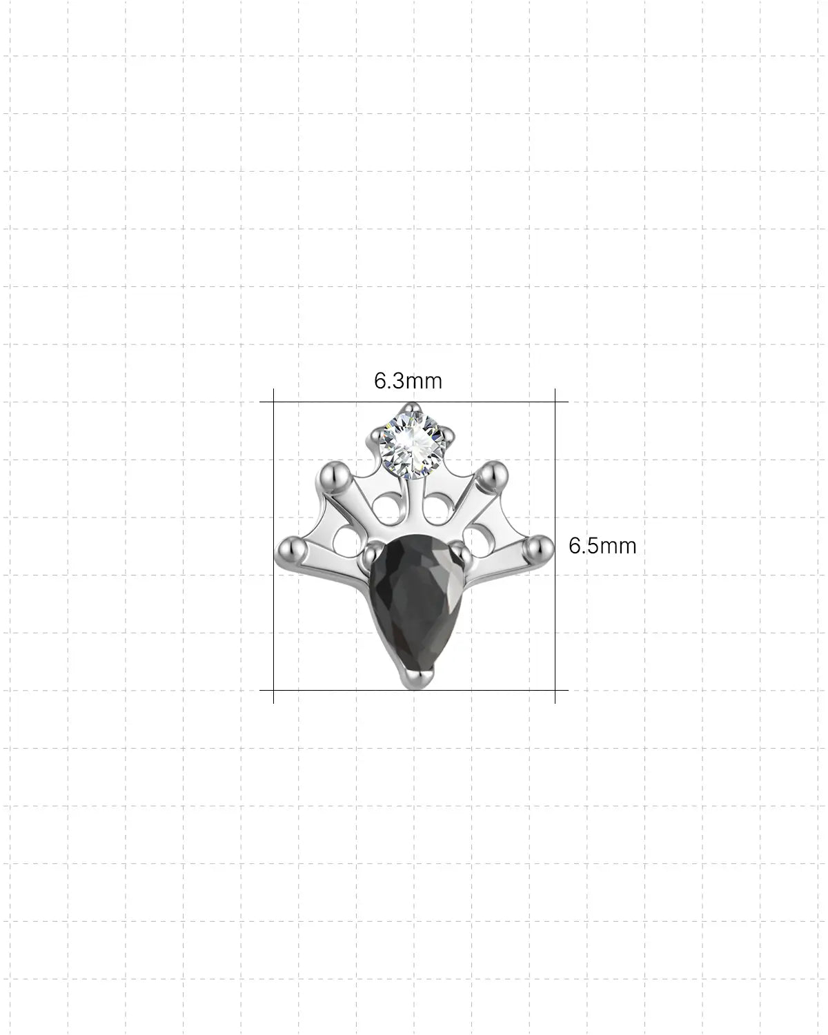 Regal Pear Crown Flatback Stud