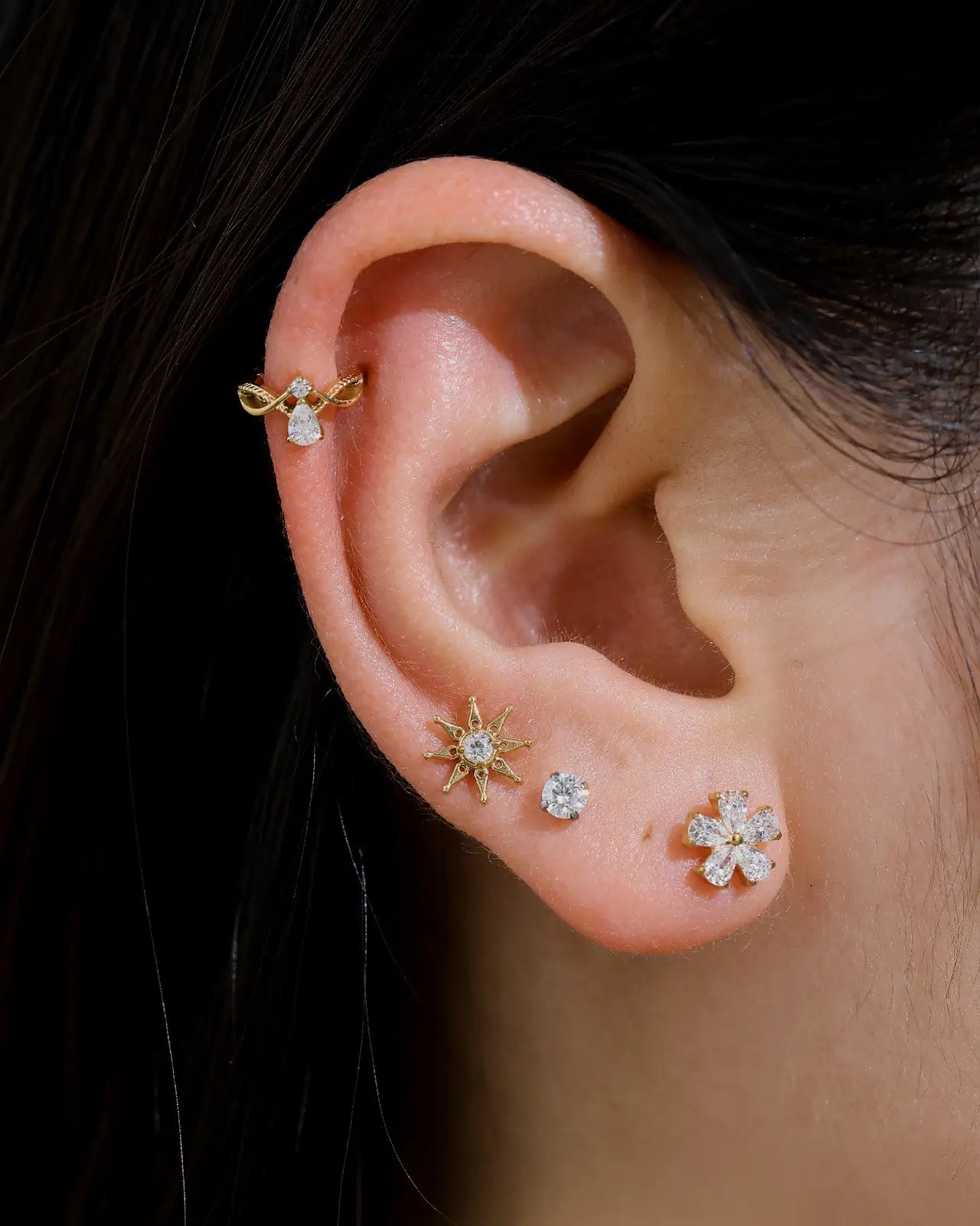 Pear Petal Blossom Flatback Stud