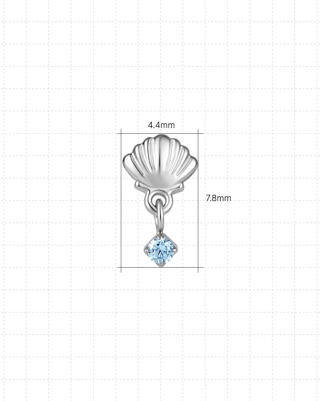 Seashell Drop Zircon Flatback Stud