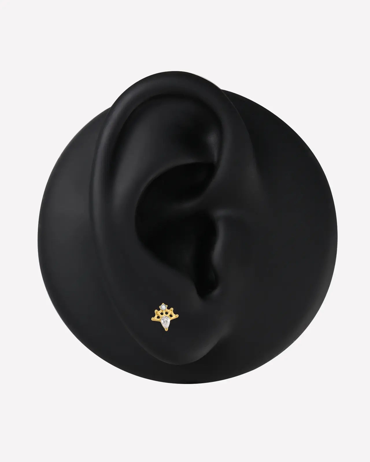 Regal Pear Crown Flatback Stud