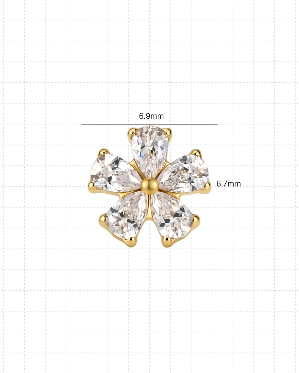 Pear Petal Blossom Flatback Stud
