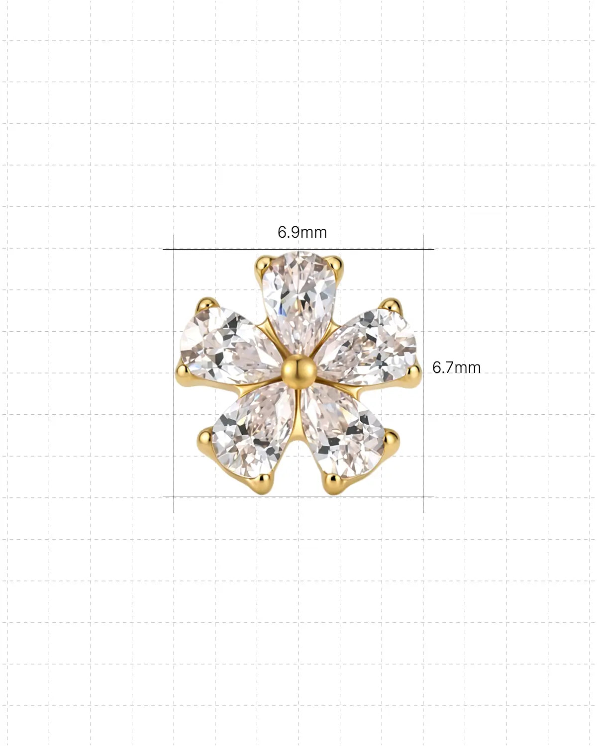 Pear Petal Blossom Flatback Stud