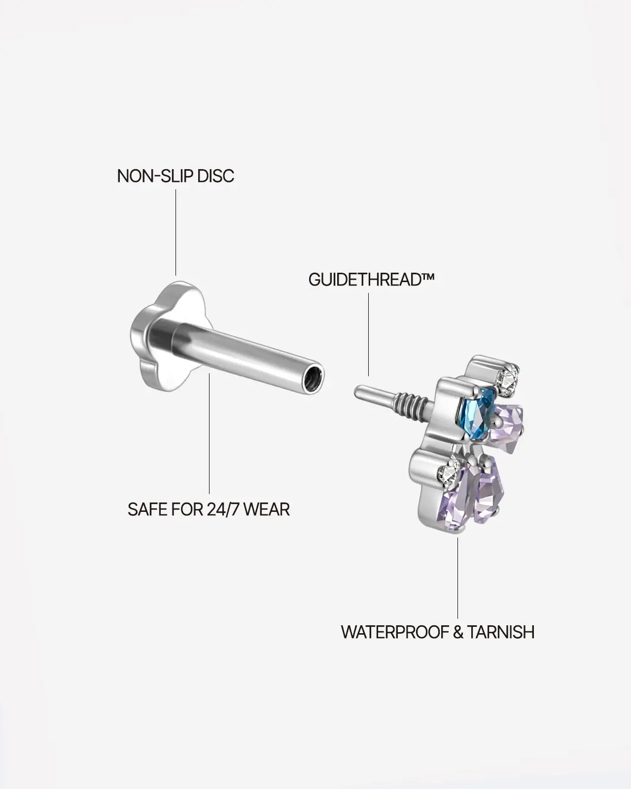 Aurora Square Fan Flatback Stud