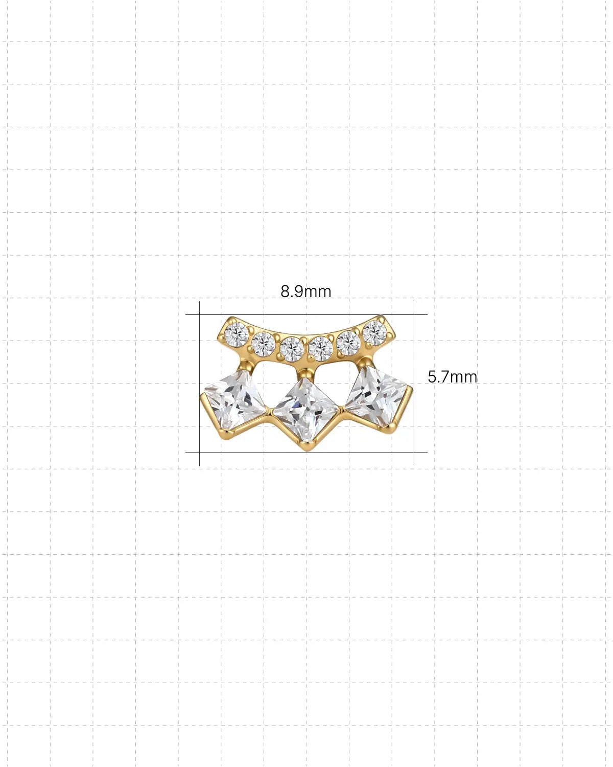 Trio Trapezoid Arc Flatback Stud