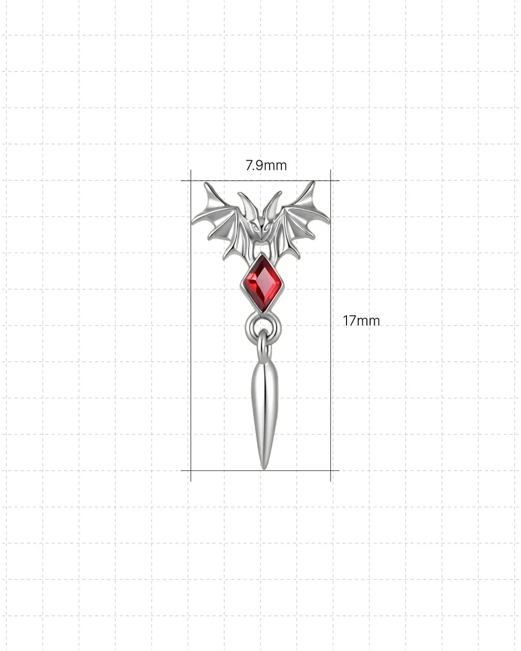Bat Wing Diamond Drop Flatback Stud