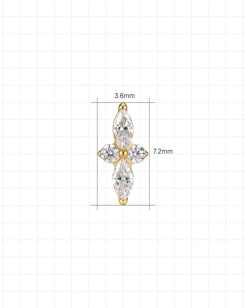 Marquise Duo Cluster Flatback Stud