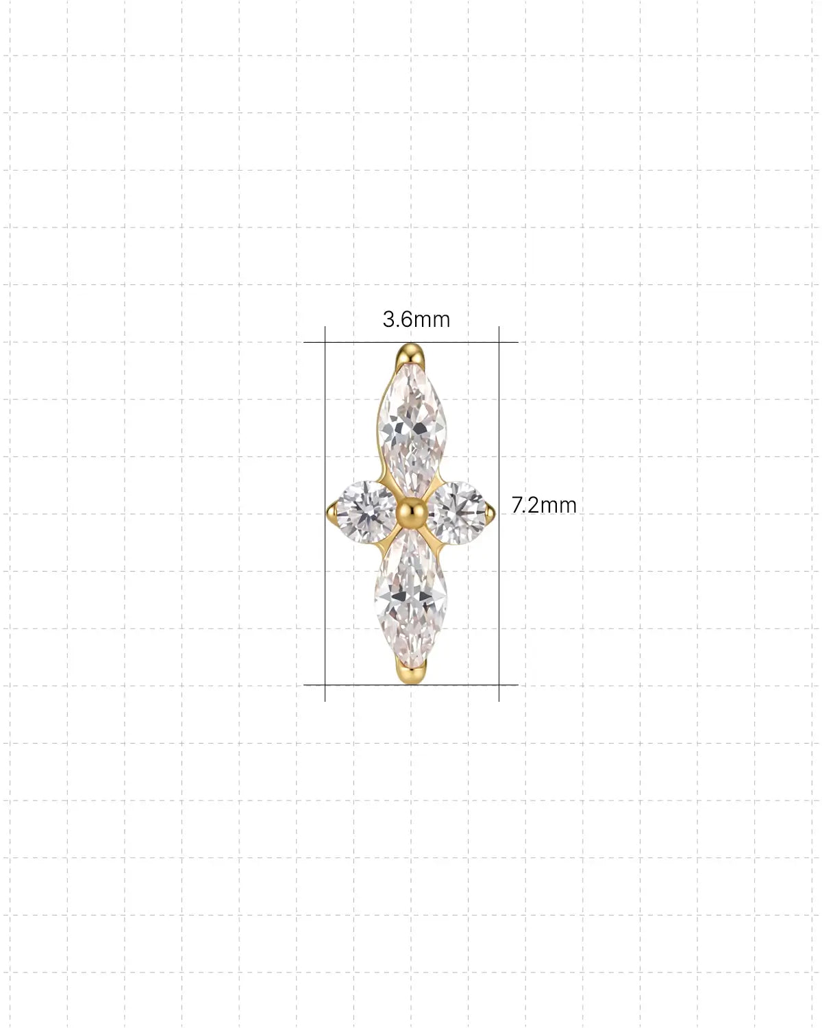 Marquise Duo Cluster Flatback Stud