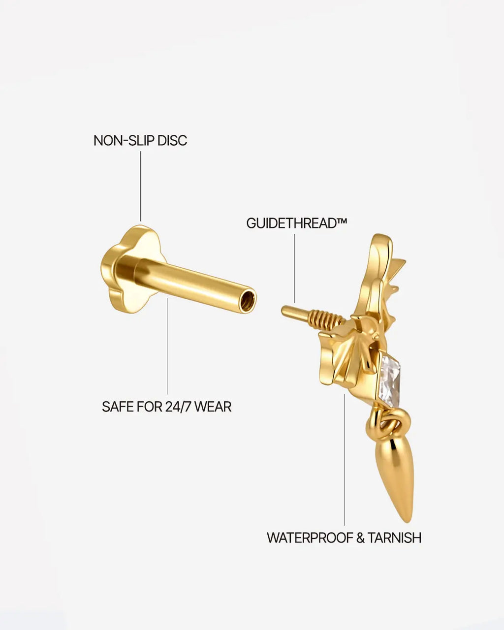Bat Wing Diamond Drop Flatback Stud