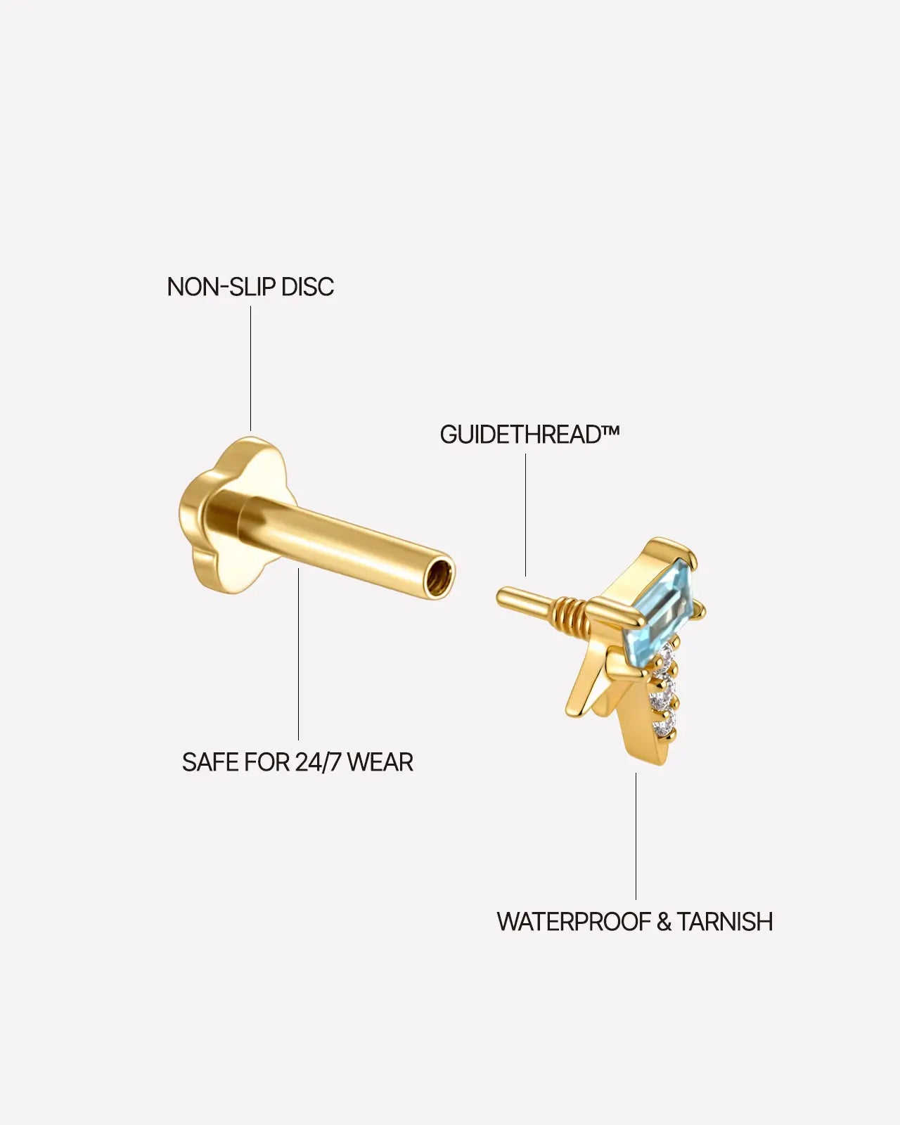 Baguette Rayburst Flatback Stud