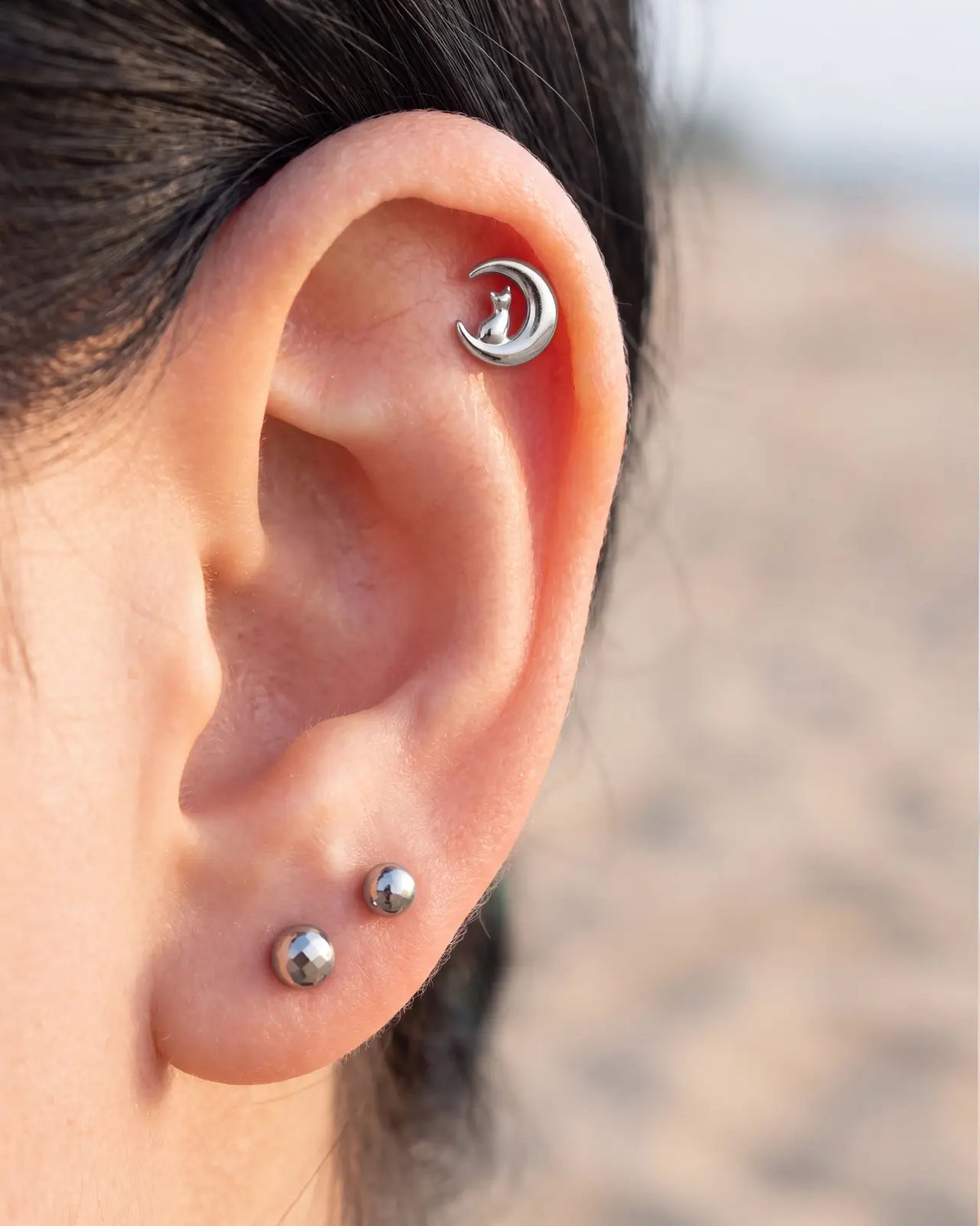 Flatback-Stecker „Mondbeleuchtete Katzensichel“