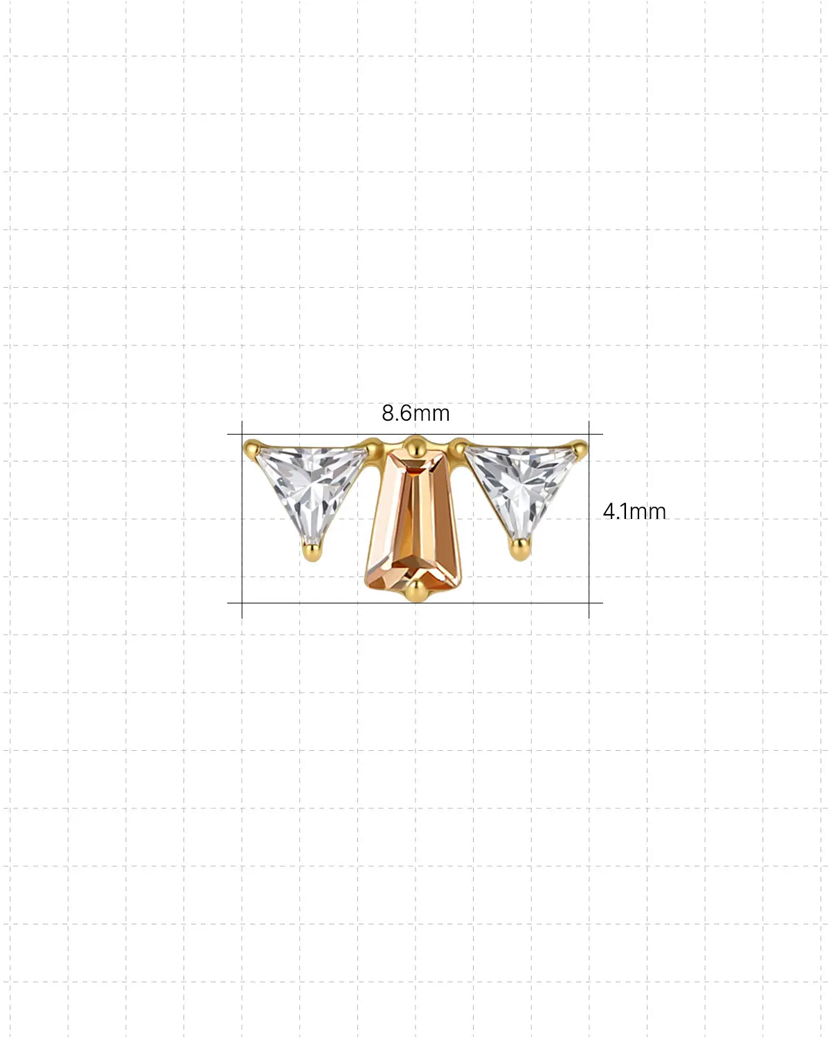 Winged Trio Baguette Flatback Stud