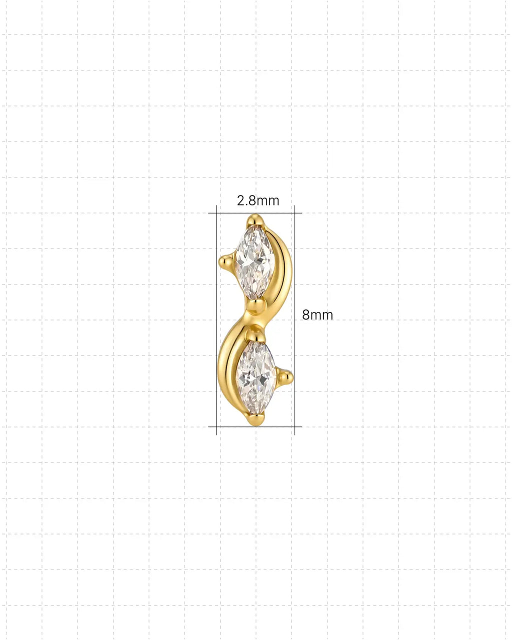 Marquise Duet S-Curve Flatback Stud