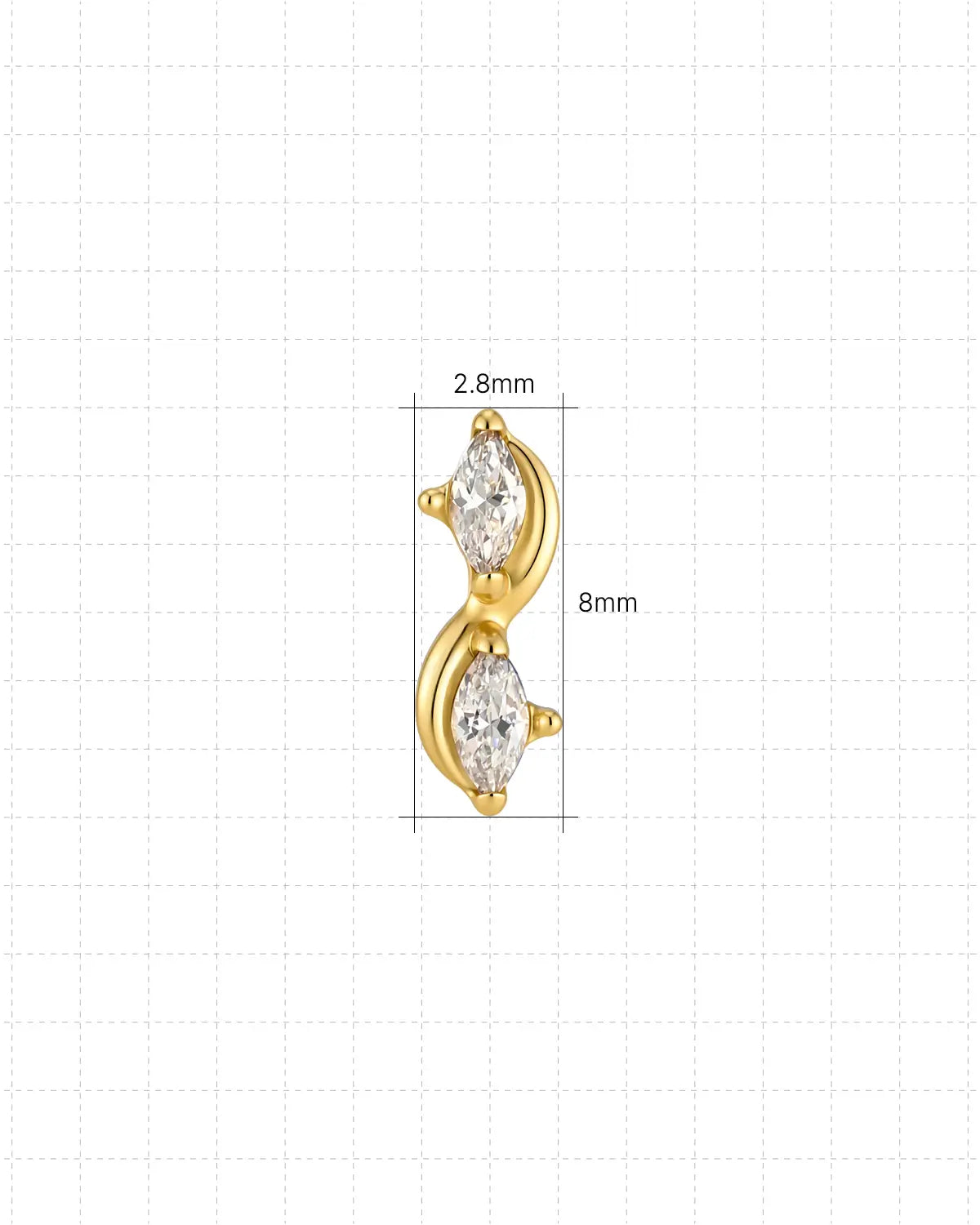 Marquise Duet S-Curve Flatback Stud