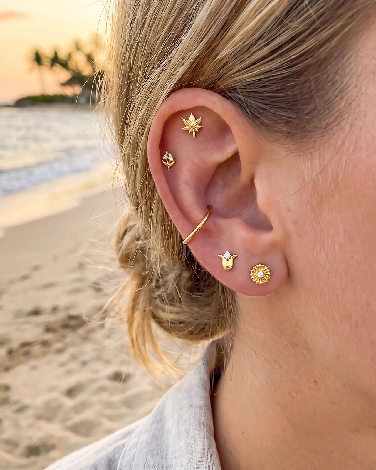 Twin Bloom Vine Flatback Stud