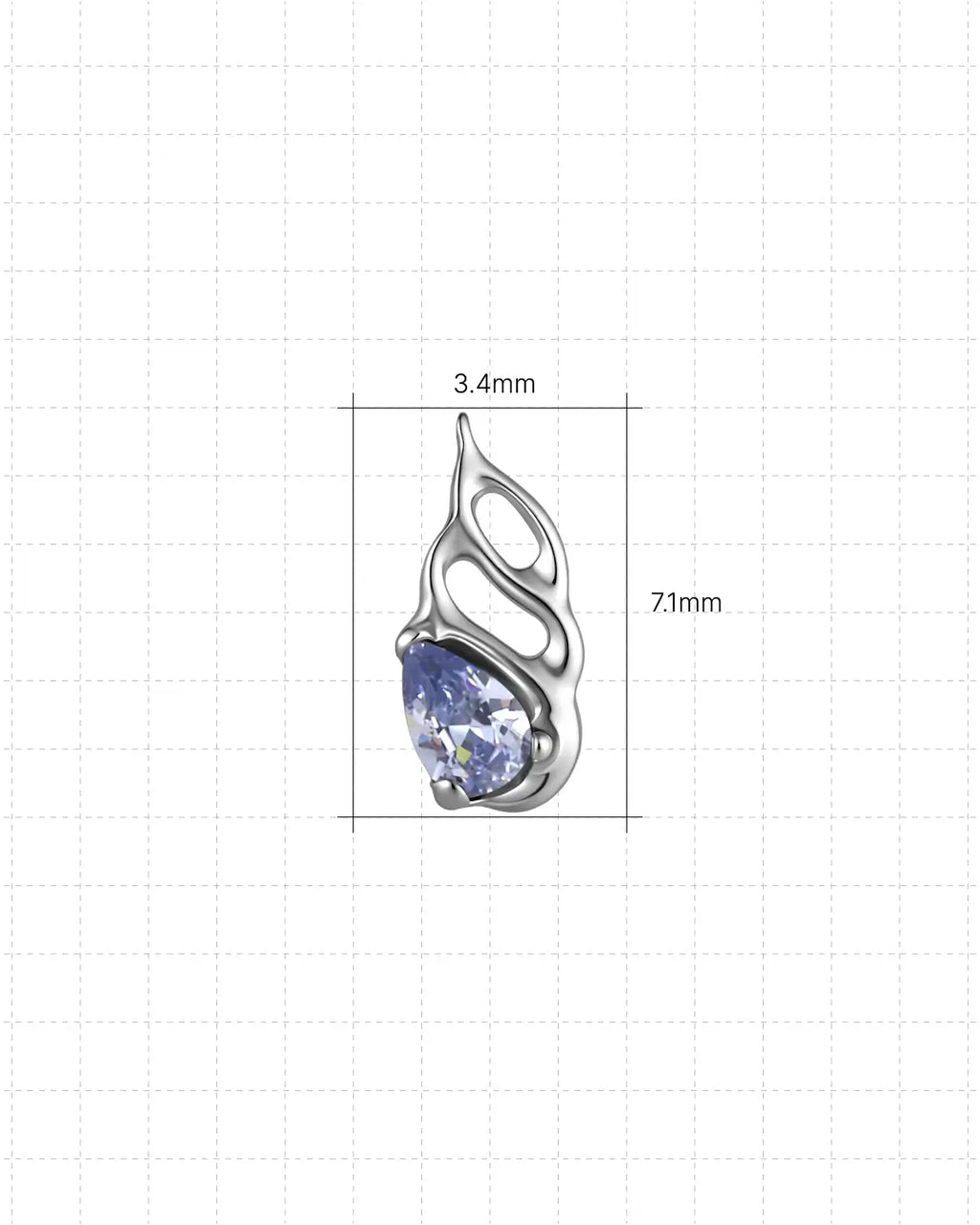 Fluid Flame Pear Flatback Stud