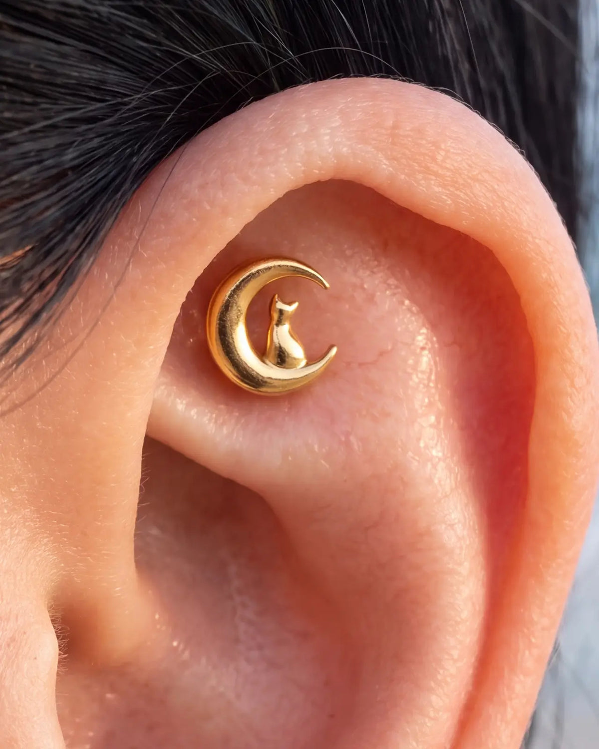 Flatback-Stecker „Mondbeleuchtete Katzensichel“
