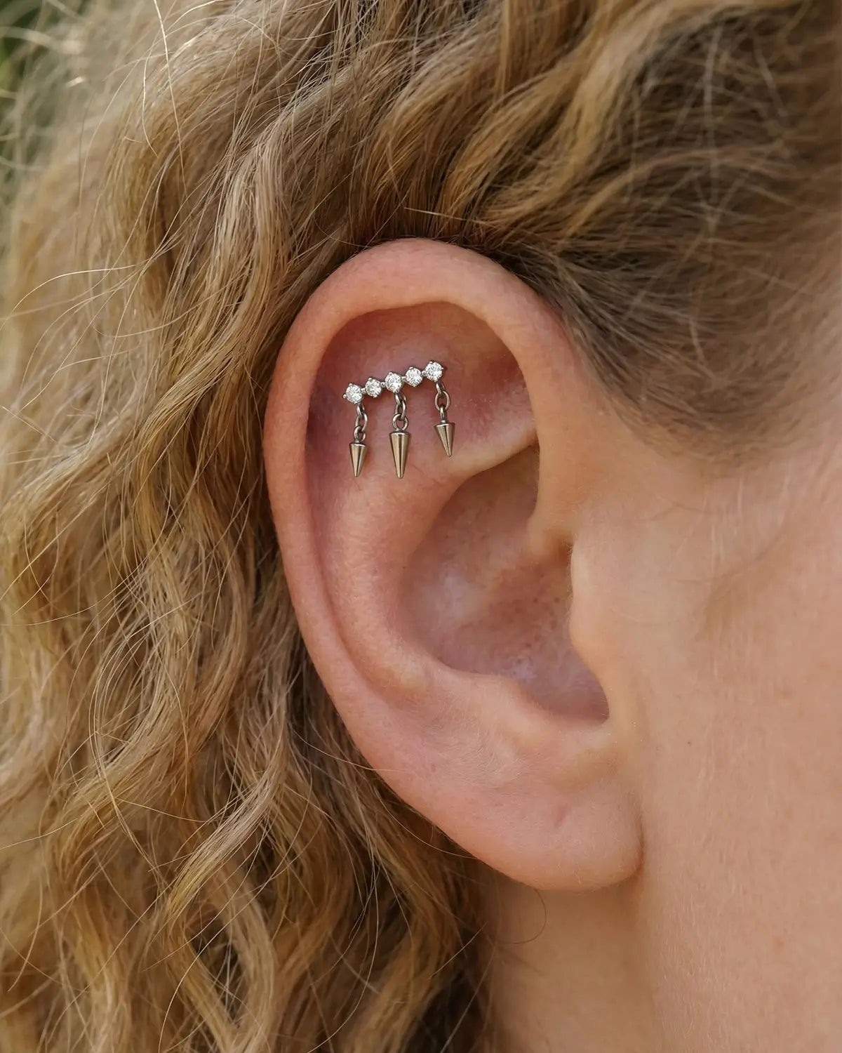 Triple Cone Dangle Flatback Stud