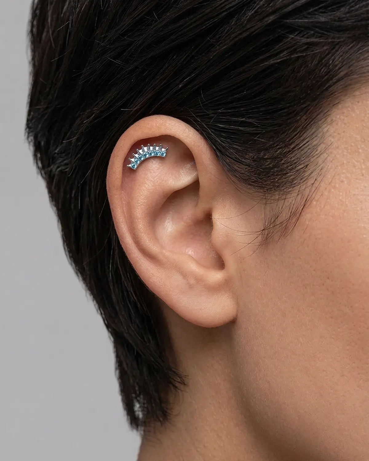 Crowned Crescent Flatback Stud