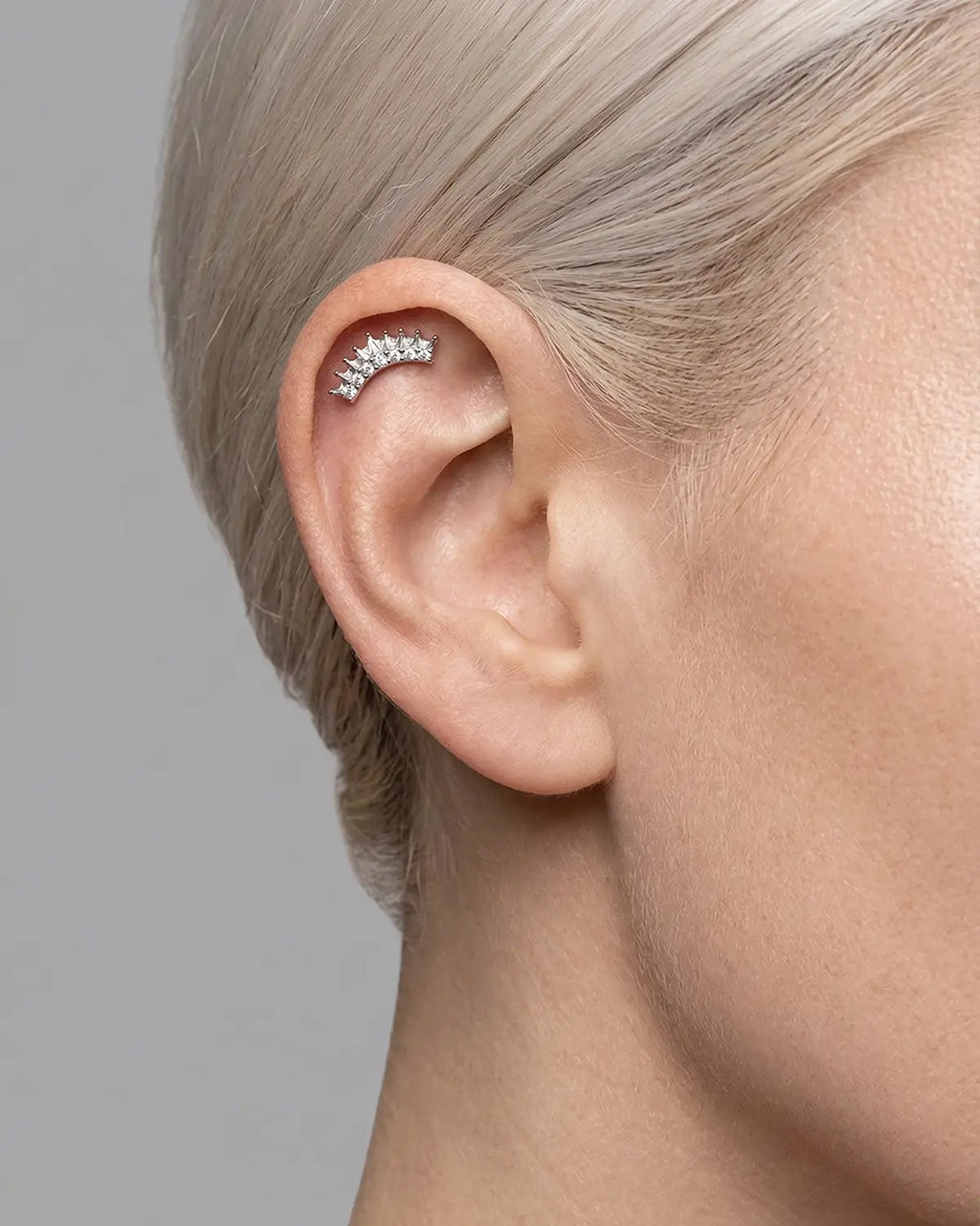 Crowned Crescent Flatback Stud