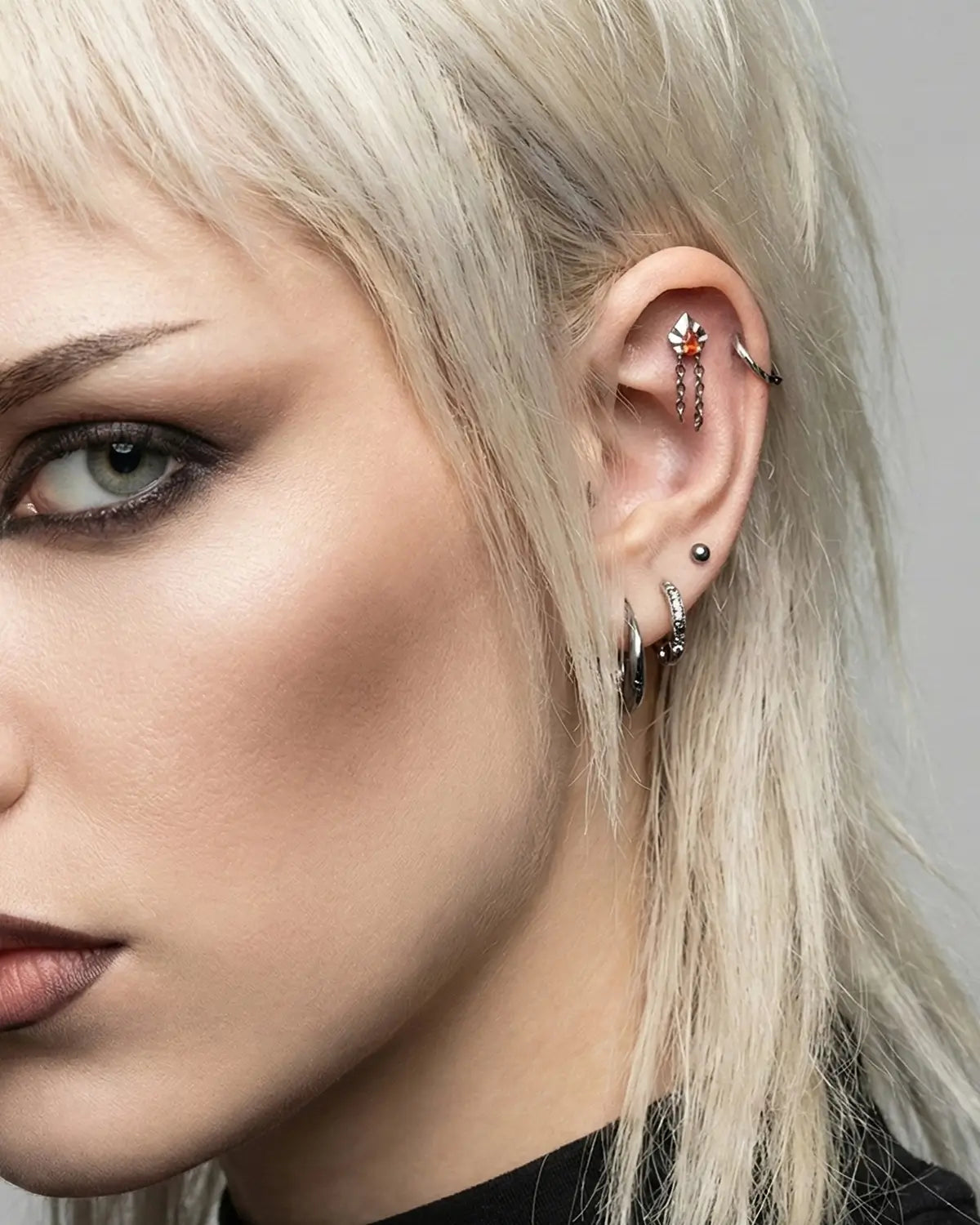 Pentagonal Teardrop Drape Flatback Stud