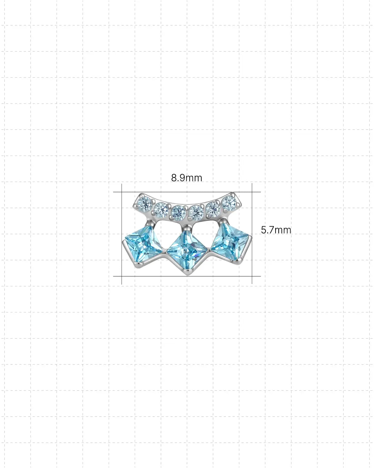 Trio Trapezoid Arc Flatback Stud