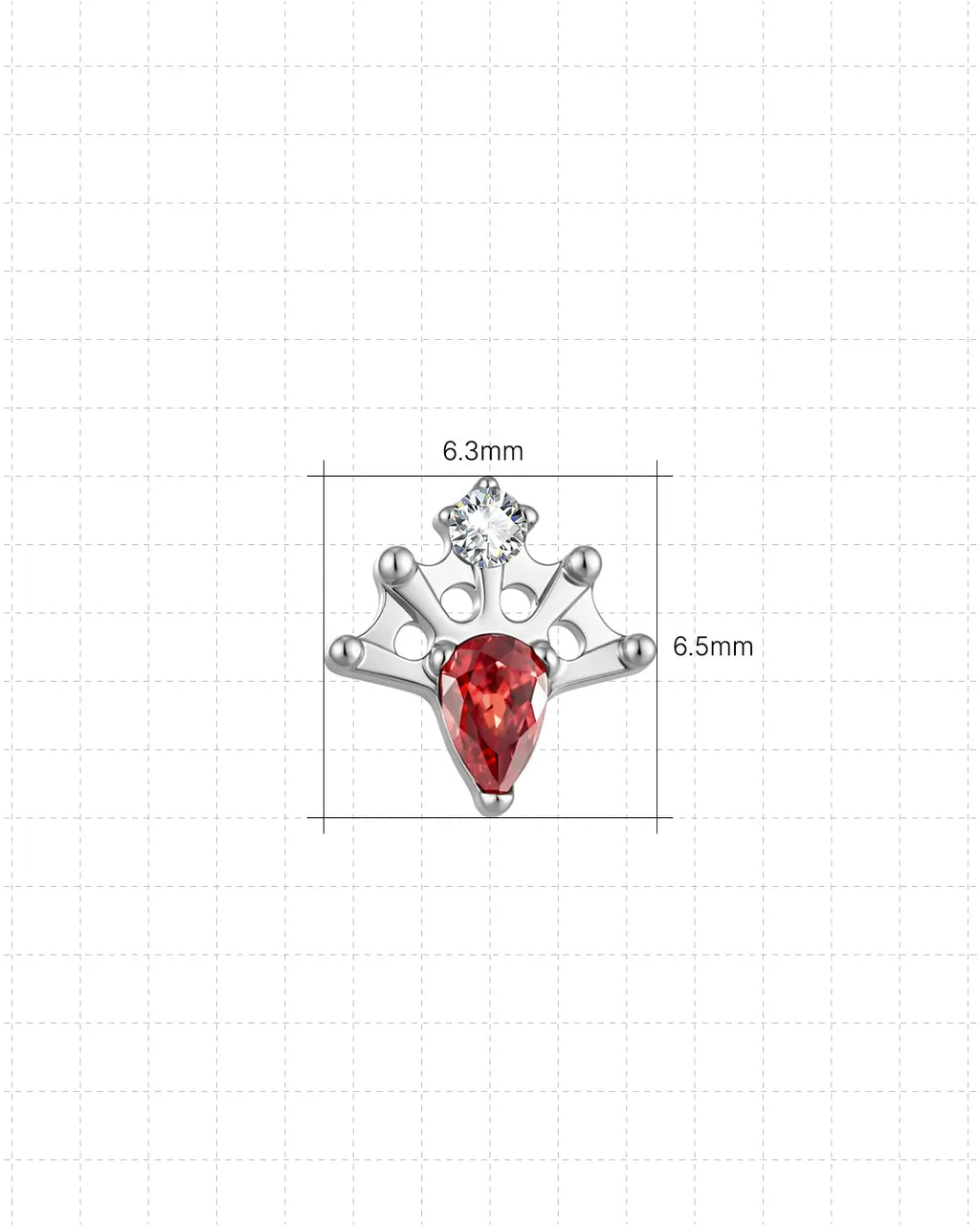 Regal Pear Crown Flatback Stud