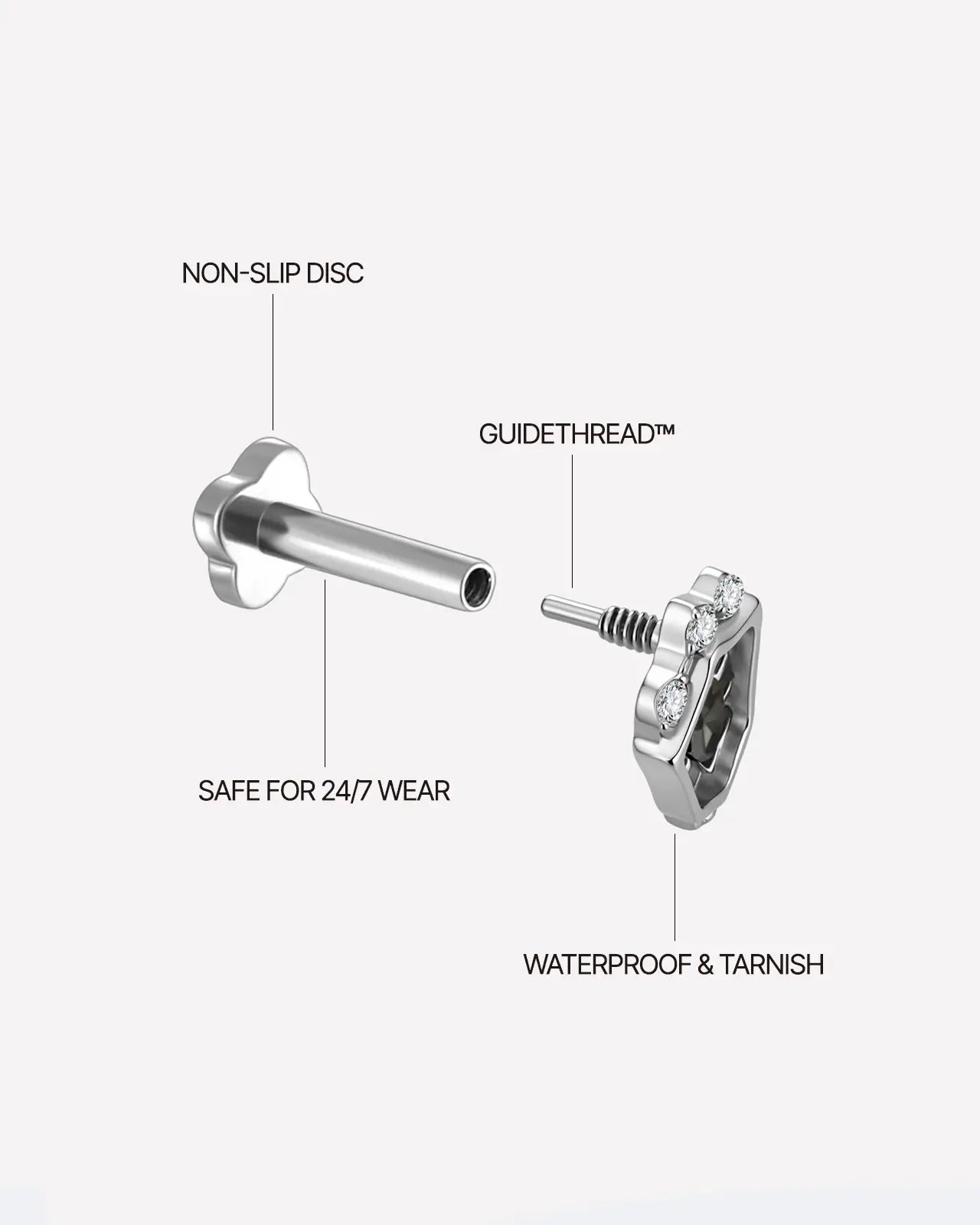 Crowned Marquise Shield Flatback Stud