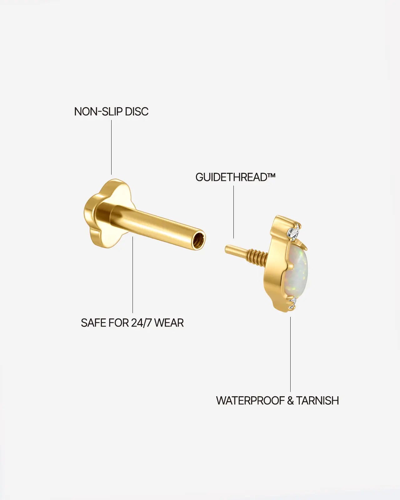 Marquise Opal Duo Diamond Flatback Stud