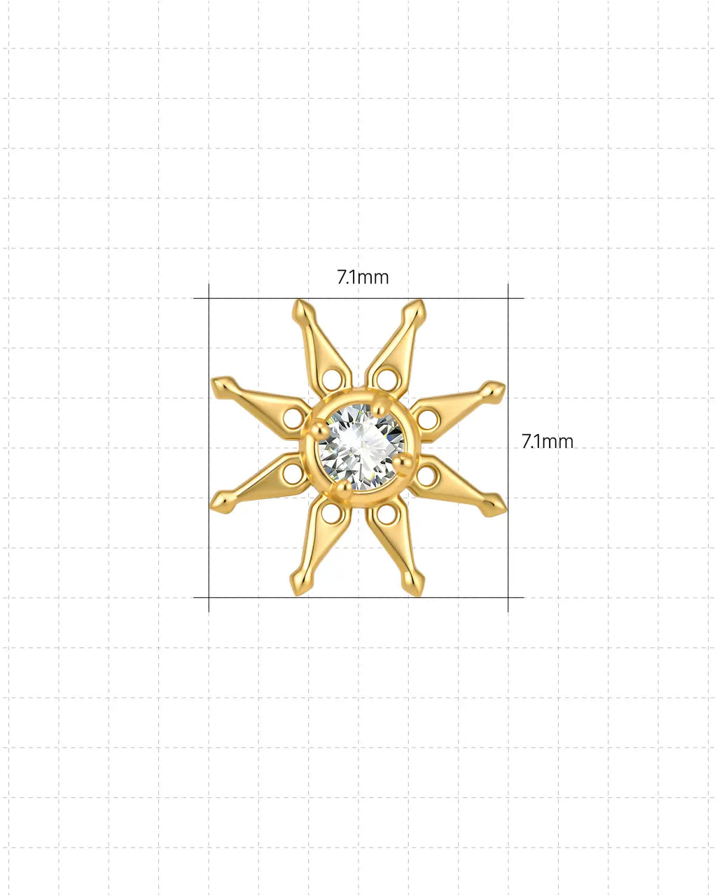 Celestial Sunburst Flatback Stud