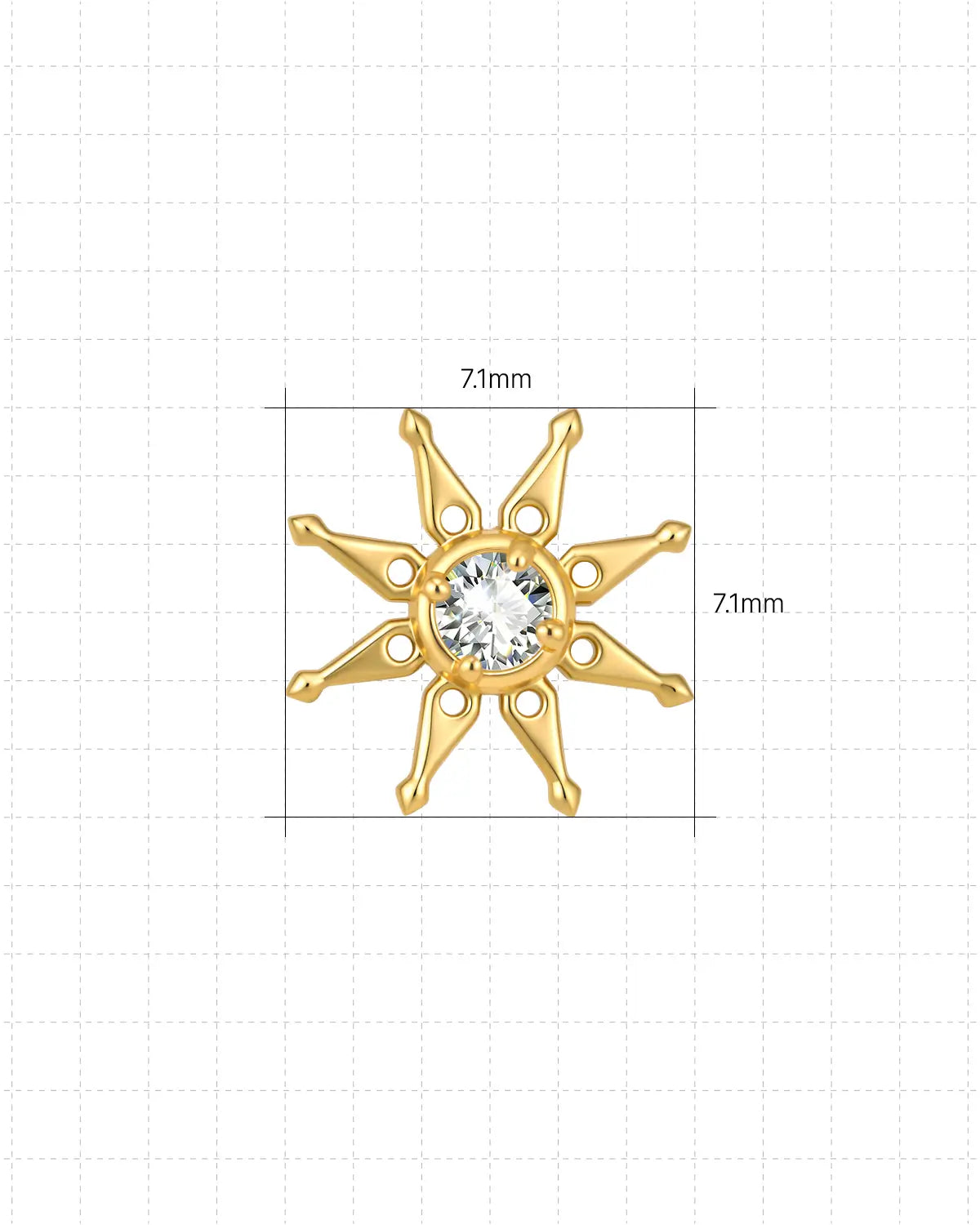 Celestial Sunburst Flatback Stud