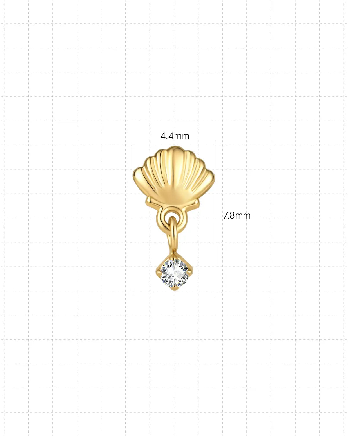 Seashell Drop Zircon Flatback Stud