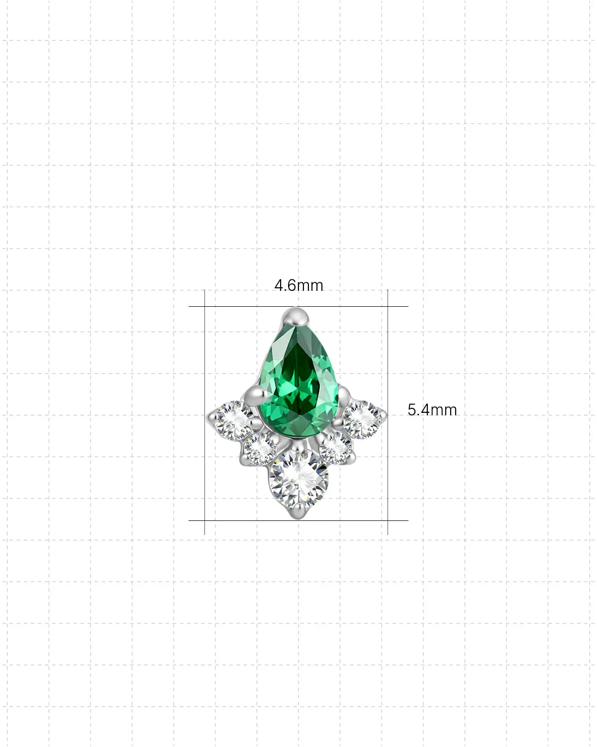 Emerald Pear Cluster Flatback Stud