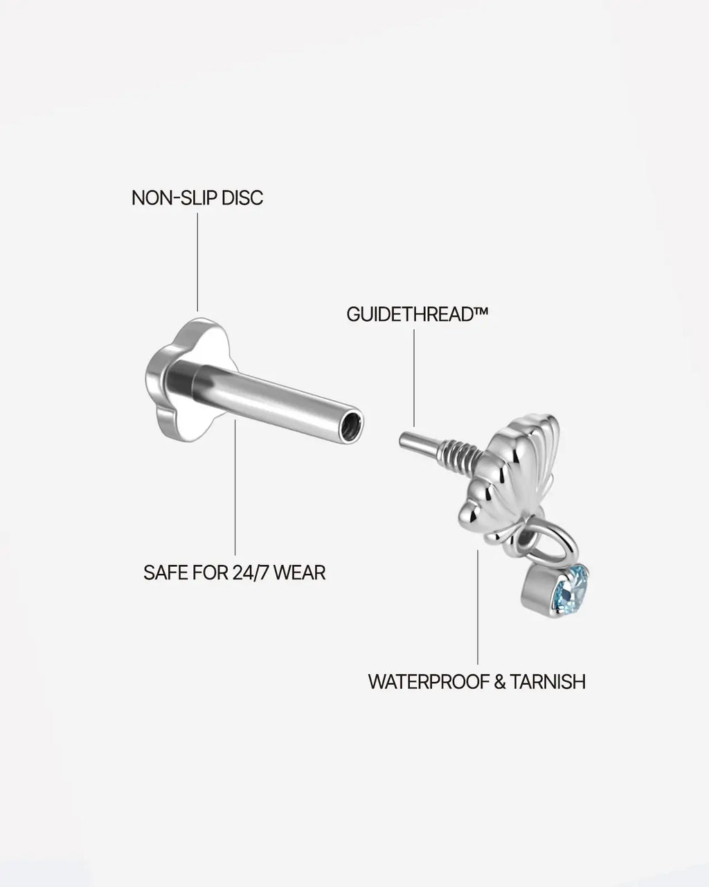 Seashell Drop Zircon Flatback Stud