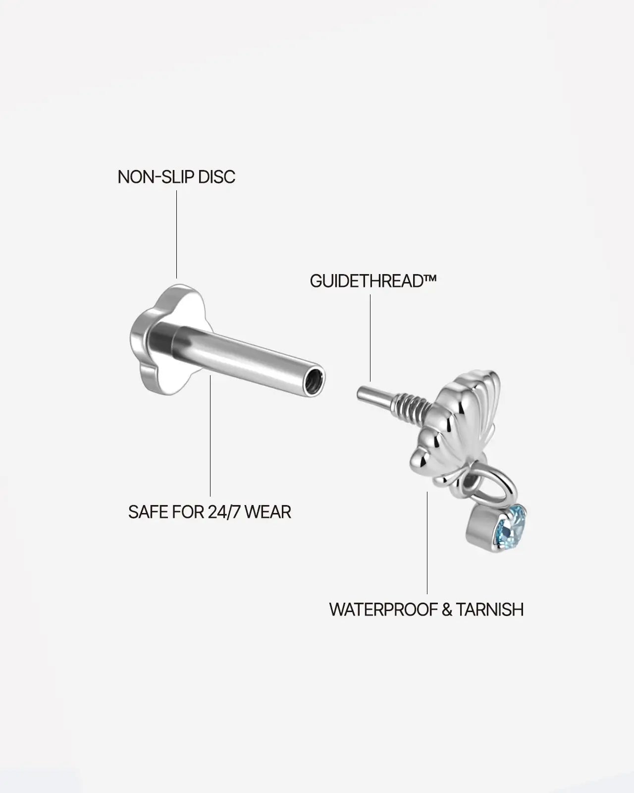 Seashell Drop Zircon Flatback Stud
