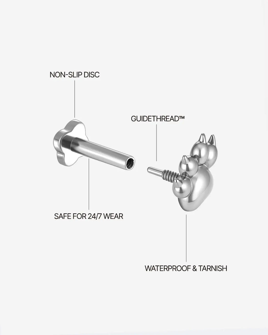 Clawed Paw Flatback Stud