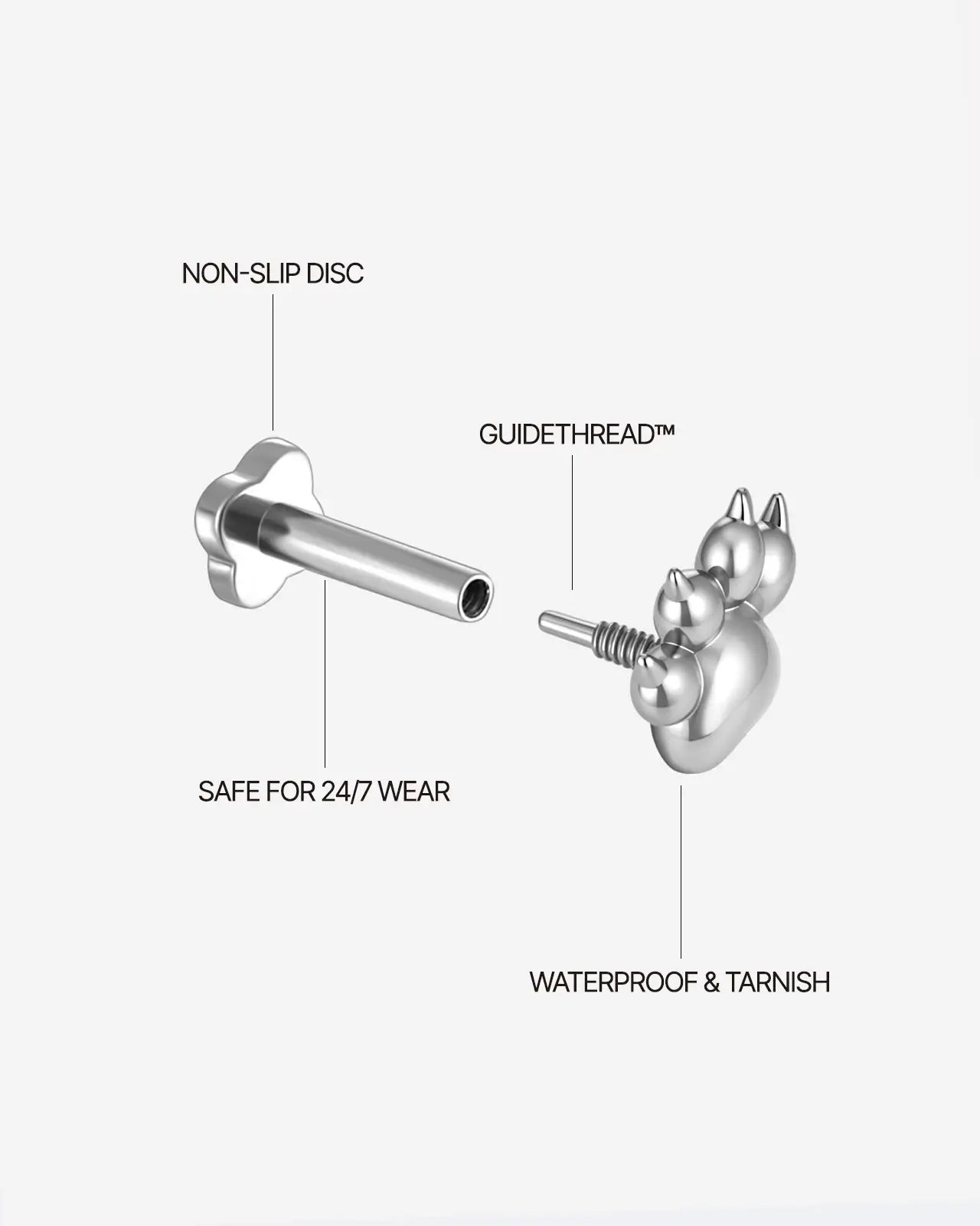 Clawed Paw Flatback Stud