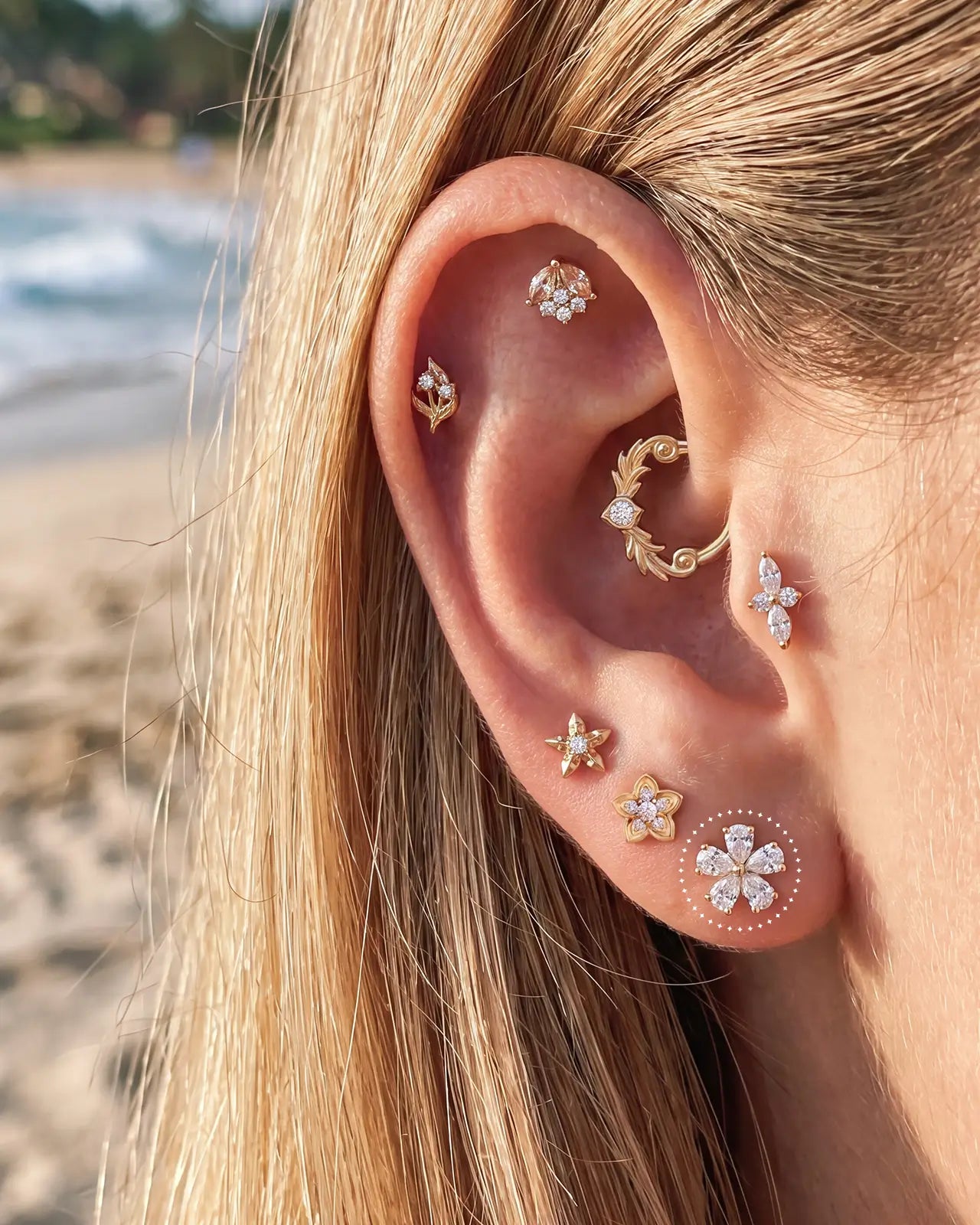 Pear Petal Blossom Flatback Stud
