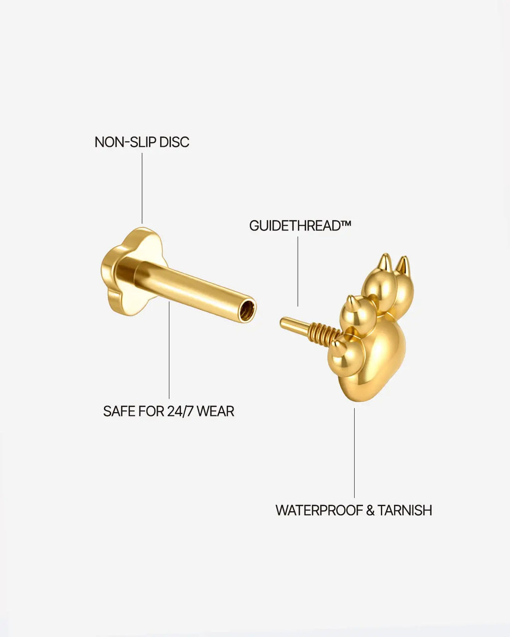 Clawed Paw Flatback Stud