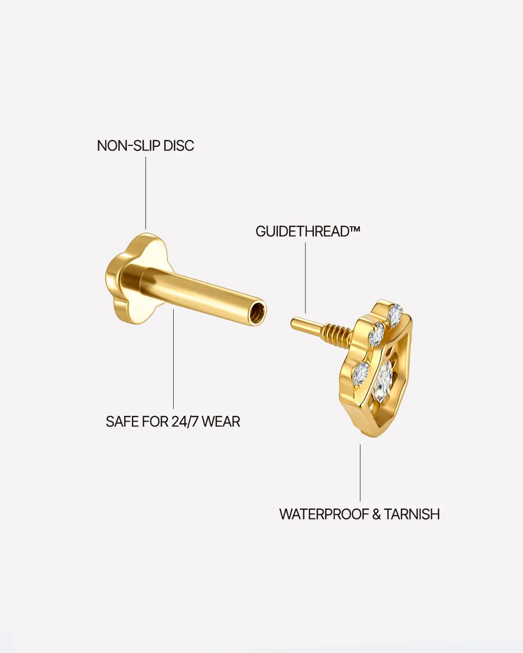 Crowned Marquise Shield Flatback Stud