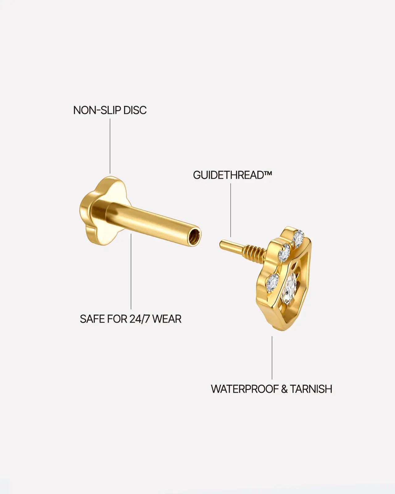 Crowned Marquise Shield Flatback Stud