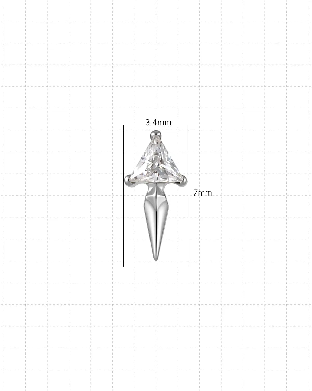 Trilliant Zircon Dagger Flatback Stud