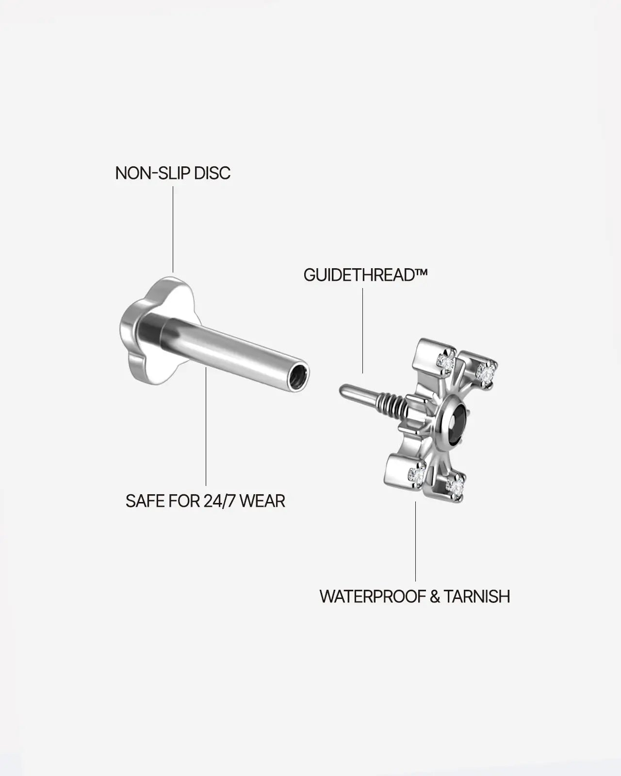 Solar Halo Cross Flatback Stud