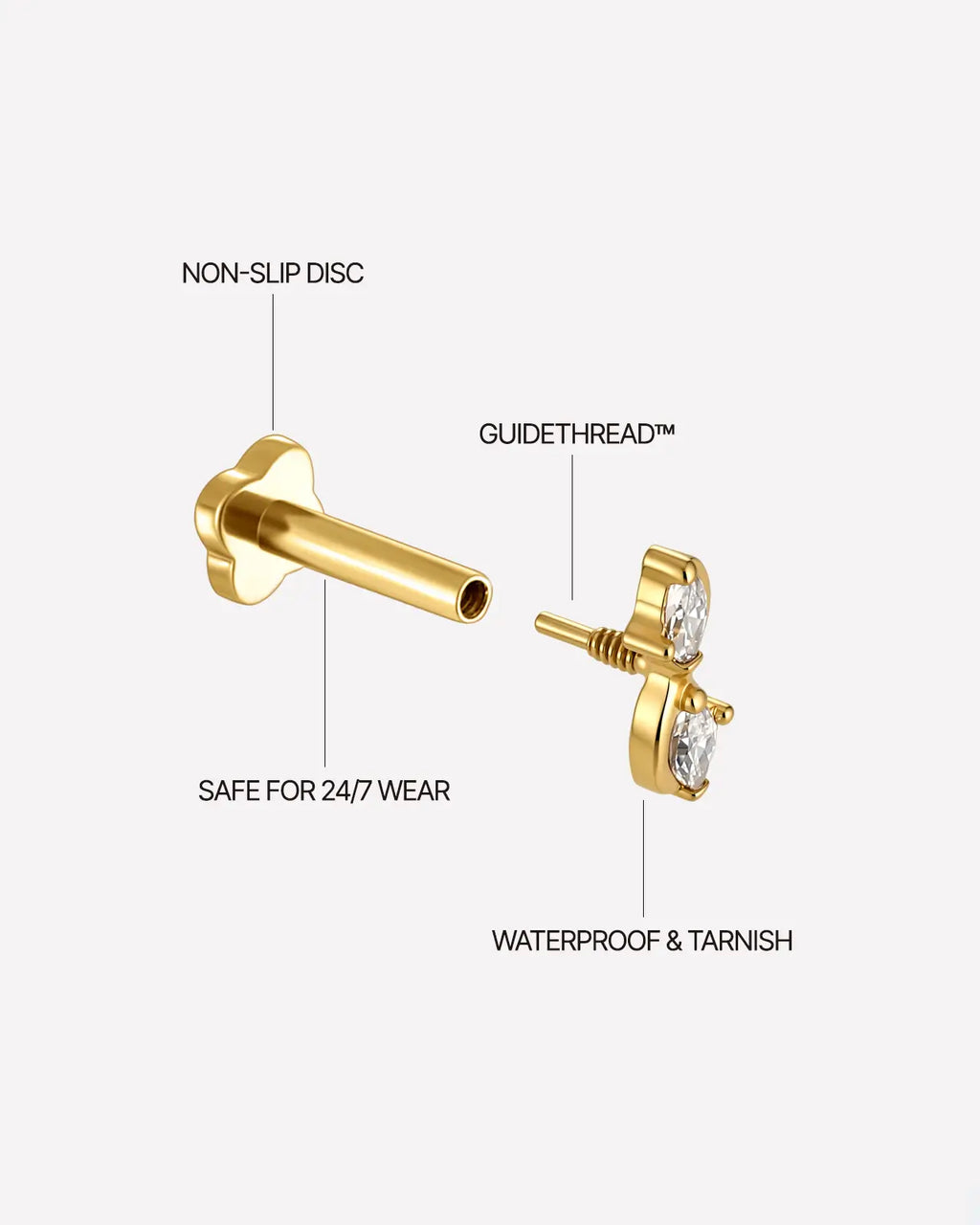 Marquise Duet S-Curve Flatback Stud